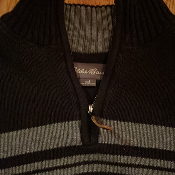 Eddie Bauer Navy Blue/Grey Zip-Up Sweater, Men’s L - Picture 3 of 6
